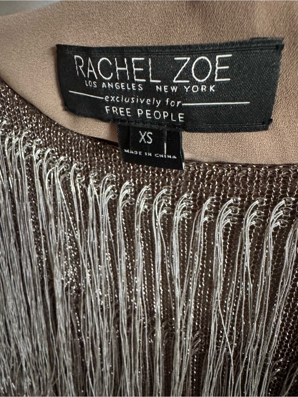 Rachel Zoe Free People Ballina Platinum Metallic Fringe Flapper Mini Dress XS - Picture 6 of 10